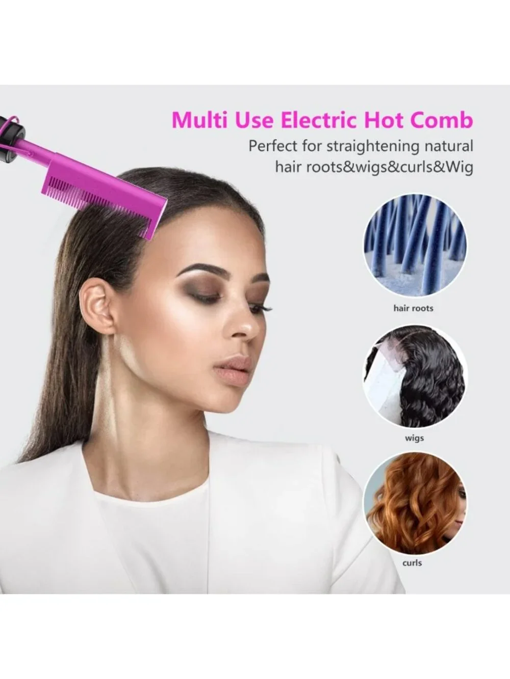 Dual Voltage Ceramic Pressing Comb - 450°F Fast Heating Mini Straightener for